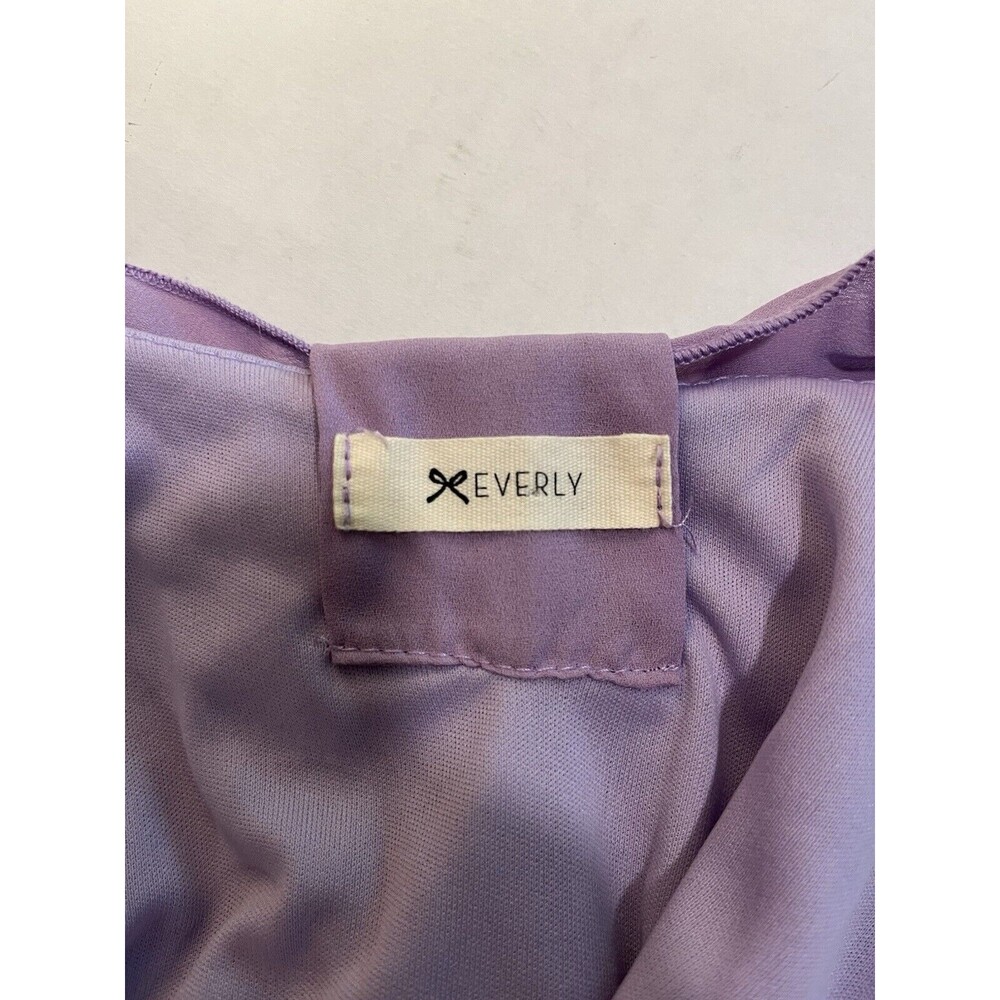 Everly Lavender Purple Pixie Mini Dress Fairycore Sheer Babydoll Bow Twee - L - Picture 6 of 11